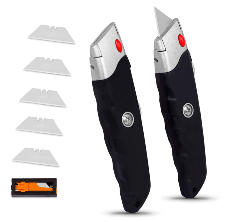 5 Pack Utility Knife Box Cutters, Box Cutter Retractable, Compact Utility Knives, Razor Knife, Paper Knife, Disposable Box Opener, Extended Use for